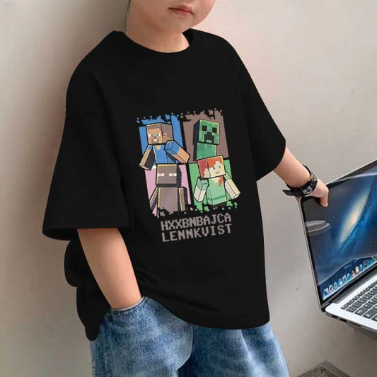 Adventure Begins Minecraft Graphic Kids Drop Shoulder Tee