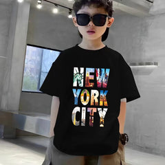 Big City Vibes New York City Kids Drop Shoulder Oversized T-Shirt