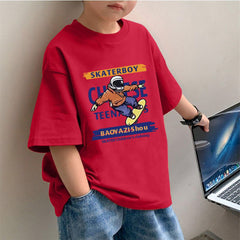 Kids Drop Shoulder Oversized T-Shirt – Skaterboy Graphic Tee for Boys