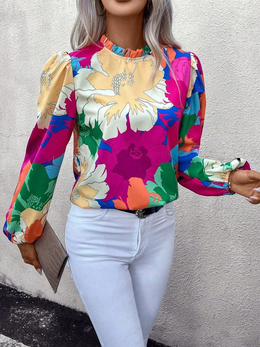 Timeless Mock Neck Ruffle Blouse – A Statement of Simplicity