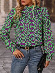 Soft Fabric Mock Neck Ruffle Top – Ideal for Office, Lunch or Lounge