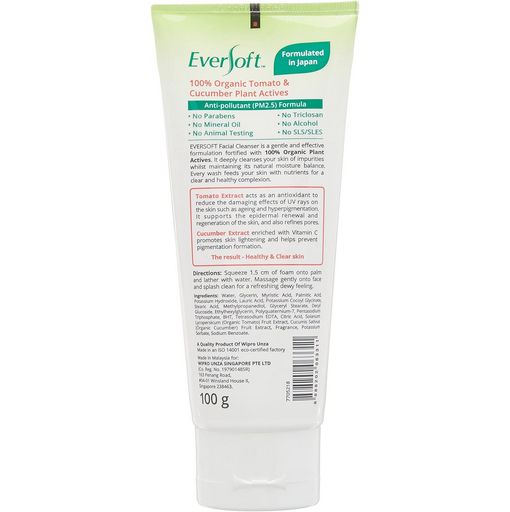 Eversoft's Facial Cleanser with Organic Blend of Tomato and Cucumber-100g