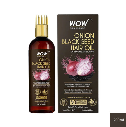 WOW Skin Science Onion Black Seed Hair Oil With Comb Applicator (200 ml)