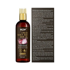 WOW Skin Science Onion Black Seed Hair Oil With Comb Applicator (200 ml)