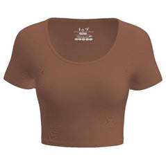 Relaxed Radiance Coffee Scoop Neck Crop Tops