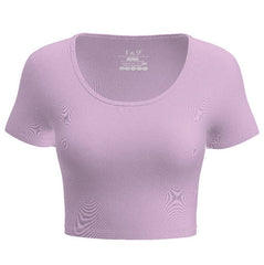 Relaxed Vibes Lavender Scoop Neck Crop Tops Tee
