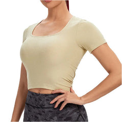 Fashionista's Choice Oat Scoop Neck Crop Tops
