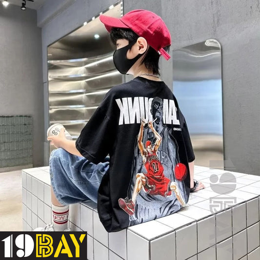 Abyssal Allure Luxe Black Oversized Tees for Kids