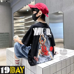 Noir Nexus Stylish Kids Oversized Tees in Black
