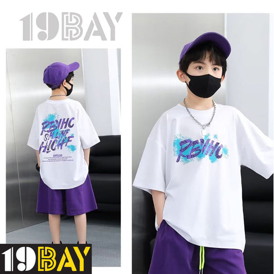 Frosty Flourish Stylish Oversized White Tees for Kids