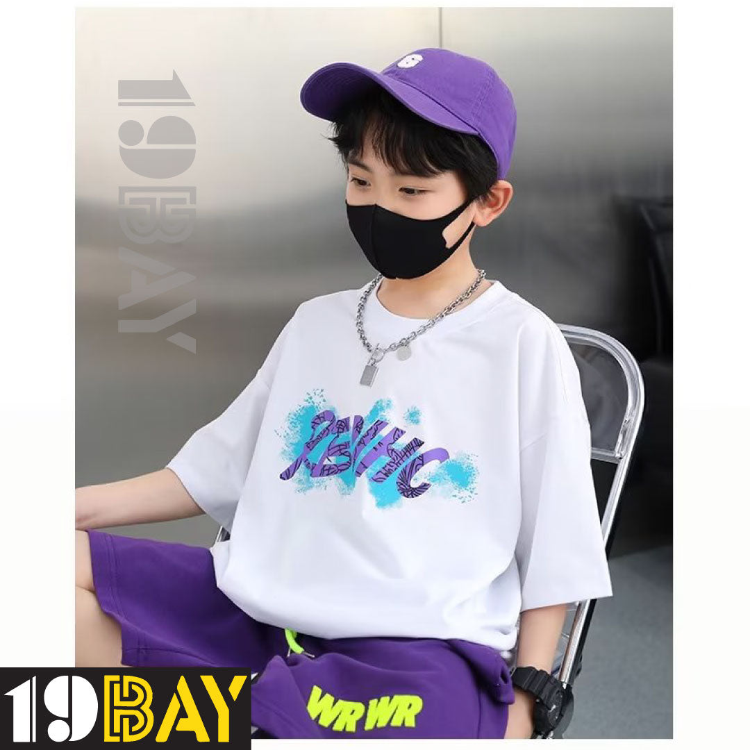 Frosty Flourish Stylish Oversized White Tees for Kids