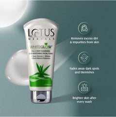 Lotus Herbals 3 in 1 Whiteglow Facial Foam for Deep Cleansing and Skin Brightening-100mg