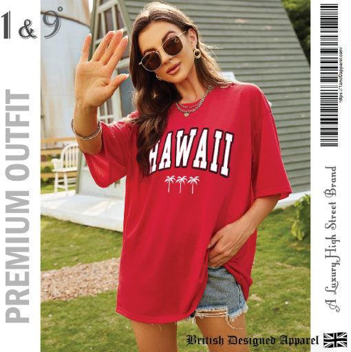 Bold Red Oversize Tee for Women's Statement - 19bay