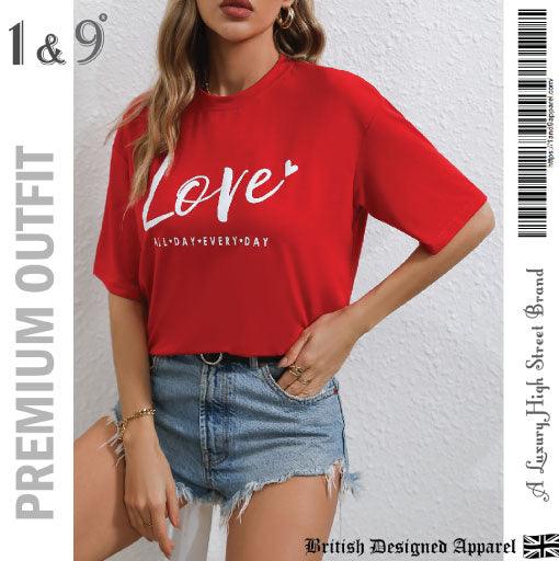 Crimson Red Oversized Tee for Her - 19bay