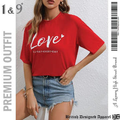 Crimson Red Oversized Tee for Her - 19bay