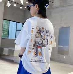 Mossy Magic: White Colored Oversized Tees - 19bay
