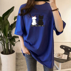 Navy Blue Loose Fit Women's Tee - 19bay