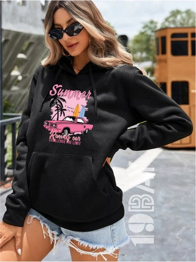 Black Sleek Women's Drop Shoulder Hoodie