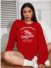 Red Longsleeve Casual Oversized Tee - 19bay